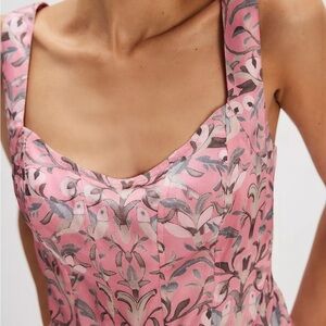 Free People Grace corset top Pink and Gray Floral Crop Top